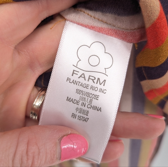 Farm Rio Amanda Rainbow Striped Mini Wrap Keyhole Dress Size Small - Picture 6 of 14